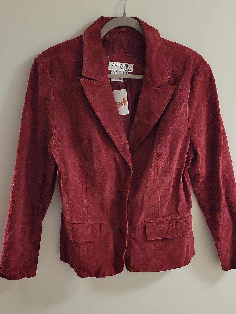 Vintage Tower Hill Women's Burgundy Suede Blazer Jacket Size 14